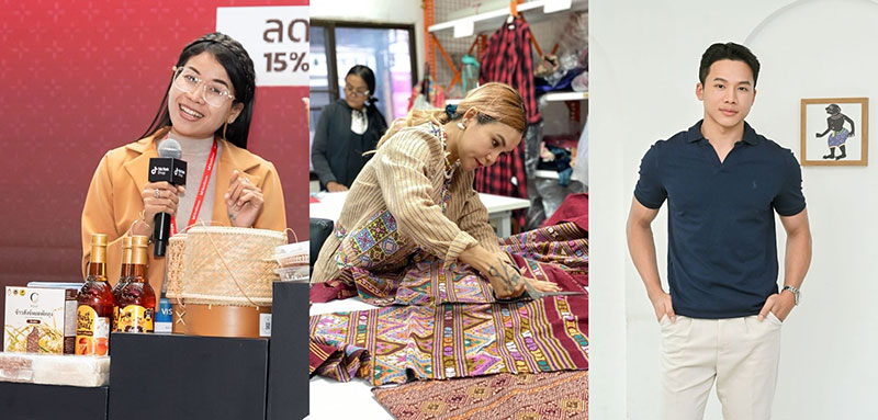 (ภาพจากซ้ายไปขวา: คุณนาราพิมพ์ ราชลี เจ้าของร้าน "กระติ๊บข้าวเหนียว พิกุลเกล้า", คุณเบญชญา แสงเจริญลาภสกุล ดีไซเนอร์และผู้ก่อตั้ง "Benela", คุณณรงค์ฤทธิ์ แซ่ขอ หรือเชฟอิน เจ้าของช่อง "เชฟอิน กำลังอิน)